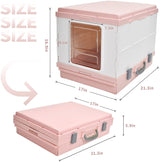 YES4PETS XL Portable Cat Toilet Litter Box Tray Foldable House with Handle and Scoop Pink - Top-Down View