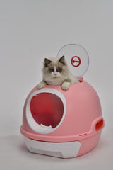 YES4PETS Cat Toilet Litter Box Tray House W Sky window Drawer Photocatalyst Purifier Pink - Front View