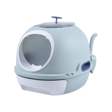 YES4PETS Hooded Cat Toilet Litter Box Tray House With Drawer & Scoop Blue - Front View