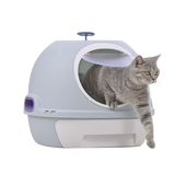 YES4PETS Hooded Cat Toilet Litter Box Tray House With Drawer & Scoop Blue - Side View