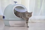 YES4PETS Hooded Cat Toilet Litter Box Tray House With Drawer & Scoop Blue - Top-Down View