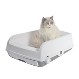 YES4PETS Large Cat Litter Tray Box Kitty Toilet with Rack Scoop Drawer-Style Cleaning Box White