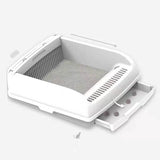 YES4PETS Large Cat Litter Tray Box Kitty Toilet with Rack Scoop Drawer-Style Cleaning Box White - Side View