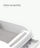 YES4PETS Large Cat Litter Tray Box Kitty Toilet with Rack Scoop Drawer-Style Cleaning Box White - Close-Up Angle