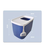 YES4PETS XXL Top Entry Cat Litter Box No Mess Large Enclosed Covered Kitty Tray Dark Blue - Side View