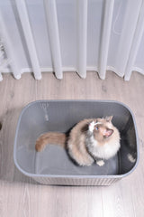 YES4PETS XXL Top Entry Cat Litter Box No Mess Large Enclosed Covered Kitty Tray Grey - Side View