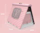 YES4PETS Small Foldable Plastic Pet Dog Puppy Cat House Kennel Pink - Top-Down View