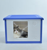 YES4PETS Small Plastic Pet Dog Puppy Cat House Kennel Blue - Front View