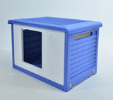 YES4PETS Small Plastic Pet Dog Puppy Cat House Kennel Blue - Side View
