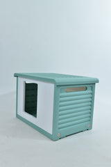 YES4PETS Small Plastic Pet Dog Puppy Cat House Kennel Green - Front View