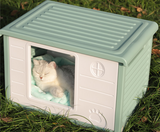 YES4PETS Small Plastic Pet Dog Puppy Cat House Kennel Green - Rear View