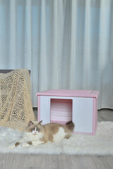 YES4PETS Small Plastic Pet Dog Puppy Cat House Kennel Pink - Side View