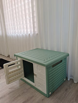 YES4PETS Medium Plastic Pet Dog Puppy Cat House Kennel Green - Side View