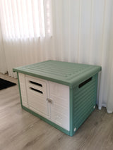 YES4PETS Medium Plastic Pet Dog Puppy Cat House Kennel Green - Top-Down View