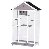 YES4PETS Wooden XXL Pet Cages Aviary Carrier Travel Canary Parrot Bird Cage Grey - Front View