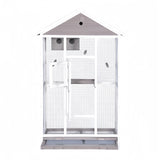 YES4PETS Wooden XXL Pet Cages Aviary Carrier Travel Canary Parrot Bird Cage Grey - Top-Down View