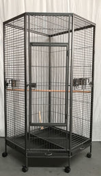 YES4PETS 162cm Large Corner Bird Cage Pet Parrot Aviary Perch Castor Wheel, image 4