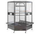 YES4PETS 185cm XXL black and silver corner bird cage aviary with castor wheels