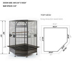 YES4PETS 185cm XXL black and silver corner bird cage aviary with castor wheels, lockable castor wheels