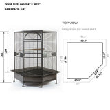 YES4PETS 185cm XXL Corner Bird Cage Pet Parrot Aviary  Perch Castor Wheel - Rear View