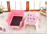 YES4PETS Small Dog Cat Crate Pet Carrier Rabbit Guinea Pig Cage With Tray-Pink - Side View