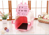 YES4PETS Small Dog Cat Crate Pet Carrier Rabbit Guinea Pig Cage With Tray-Pink - Top-Down View