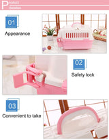 YES4PETS Small Dog Cat Crate Pet Carrier Rabbit Guinea Pig Cage With Tray-Pink - 45-Degree Angle