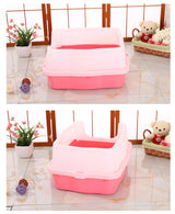 YES4PETS Large Deep Cat Kitty Litter Tray High Wall Pet Toilet Grid Tray With Scoop Pink - Top-Down View