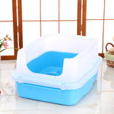 YES4PETS Large Deep Cat Kitty Litter Tray High Wall Pet Toilet Tray With Scoop Blue - Front View
