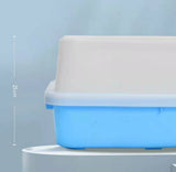 YES4PETS Large Deep Cat Kitty Litter Tray High Wall Pet Toilet Tray With Scoop Blue - Top-Down View