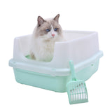 YES4PETS Large Deep Cat Kitty Litter Tray High Wall Pet Toilet Tray With Scoop Green - Front View