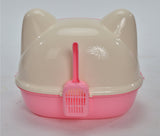 YES4PETS Large Hooded Cat Toilet Litter Box Tray House With Scoop Pink - Top-Down View
