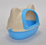 YES4PETS Medium Hooded Cat Toilet Litter Box Tray House With Scoop Blue - Front View