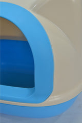 YES4PETS Medium Hooded Cat Toilet Litter Box Tray House With Scoop Blue - 45-Degree Angle