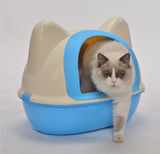 YES4PETS Medium Hooded Cat Toilet Litter Box Tray House With Scoop Blue - Rear View