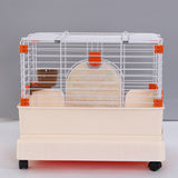 YES4PETS Small Orange Pet Rabbit Cage Guinea Pig Crate Kennel With Potty Tray And Wheel - Side View