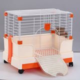 YES4PETS Small Orange Pet Rabbit Cage Guinea Pig Crate Kennel With Potty Tray And Wheel - Top-Down View