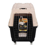 YES4PETS XXXL Plastic Pet Dog Carrier Transport Cat Cage With Wheels Tray & Bowl - Front View