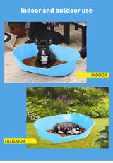 YES4PETS Pet Bed Small Plastic Dog Bedding Sleeping Resting Washable Basket Blue - Front View