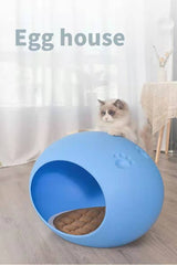 YES4PETS Medium Cave Cat Kitten Box Igloo Cat Bed House Dog Puppy House-Blue - Side View