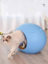 YES4PETS Medium Cave Cat Kitten Box Igloo Cat Bed House Dog Puppy House-Blue - Low Angle