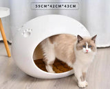 YES4PETS Medium Cave Cat Kitten Box Igloo Cat Bed House Dog Puppy House White - Front View