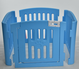 YES4PETS 4 Panel Plastic Pet Pen Pet Foldable Fence Dog Fence Enclosure With Gate Blue - Front View