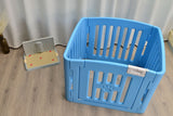 YES4PETS 4 Panel Plastic Pet Pen Pet Foldable Fence Dog Fence Enclosure With Gate Blue - Side View