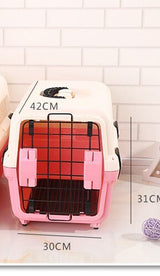 YES4PETS Small Portable Plastic Dog Cat Pet Pets Carrier Travel Cage With Tray-Pink - Close-Up Angle