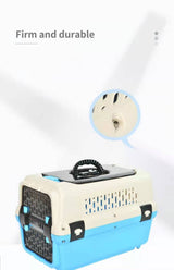YES4PETS Medium Dog Cat Crate Pet Rabbit Carrier Travel Cage With Tray & Window Blue - Top-Down View