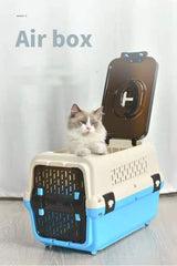 YES4PETS Large Dog Cat Crate Pet Rabbit Carrier Travel Cage With Tray & Window Blue - Front View
