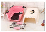 YES4PETS Portable Plastic Dog Cat Pet Pets Carrier Travel Cage With Tray-Pink - Top-Down View