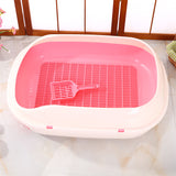 YES4PETS Large Portable Cat Toilet Litter Box Tray with Scoop and Grid Tray-Pink - Side View