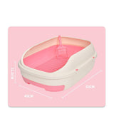 YES4PETS Large Portable Cat Toilet Litter Box Tray with Scoop and Grid Tray-Pink - Top-Down View